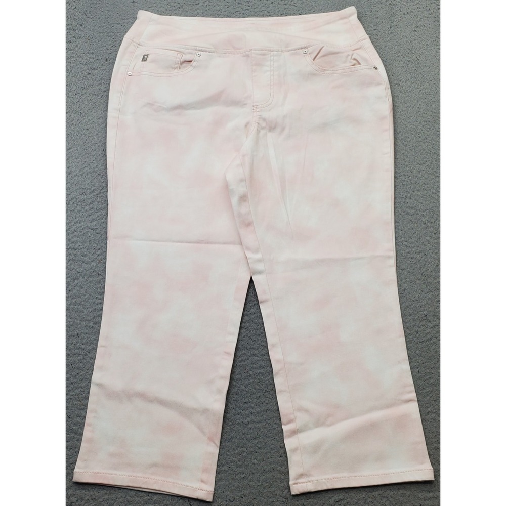 Belle By Kim Gravel Pull-On Jeans Womens 14 Multi Tie-Dye Stretch Straight Leg